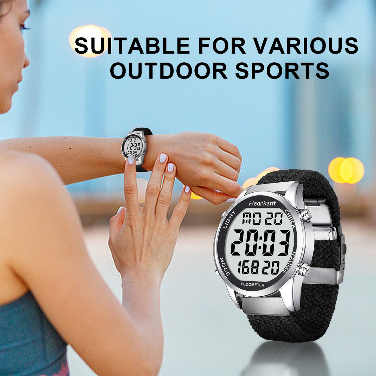TIMEURE Waterproof Pedometer Watch 2306P Nylon