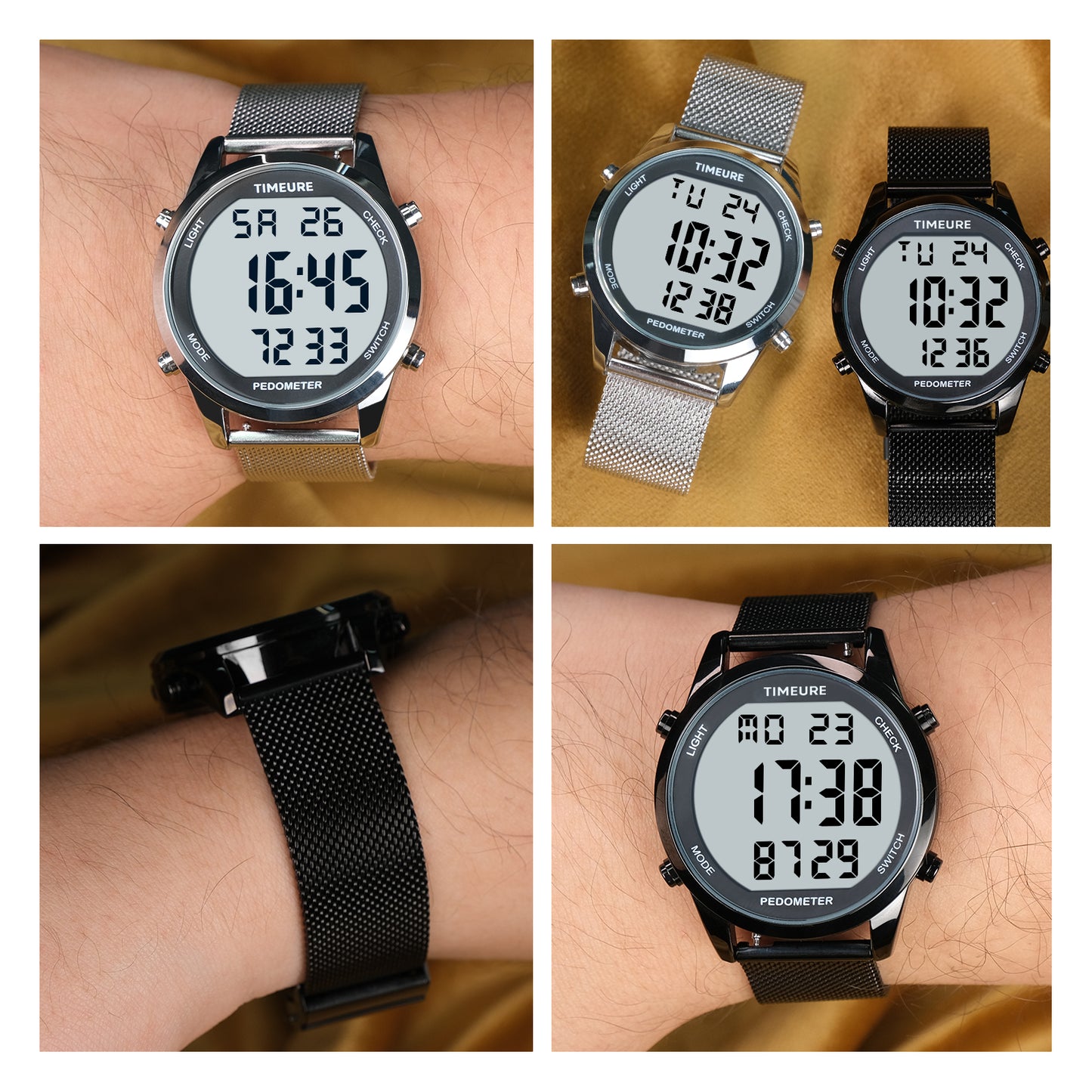TIMEURE Waterproof Pedometer Watch 2306P Steel