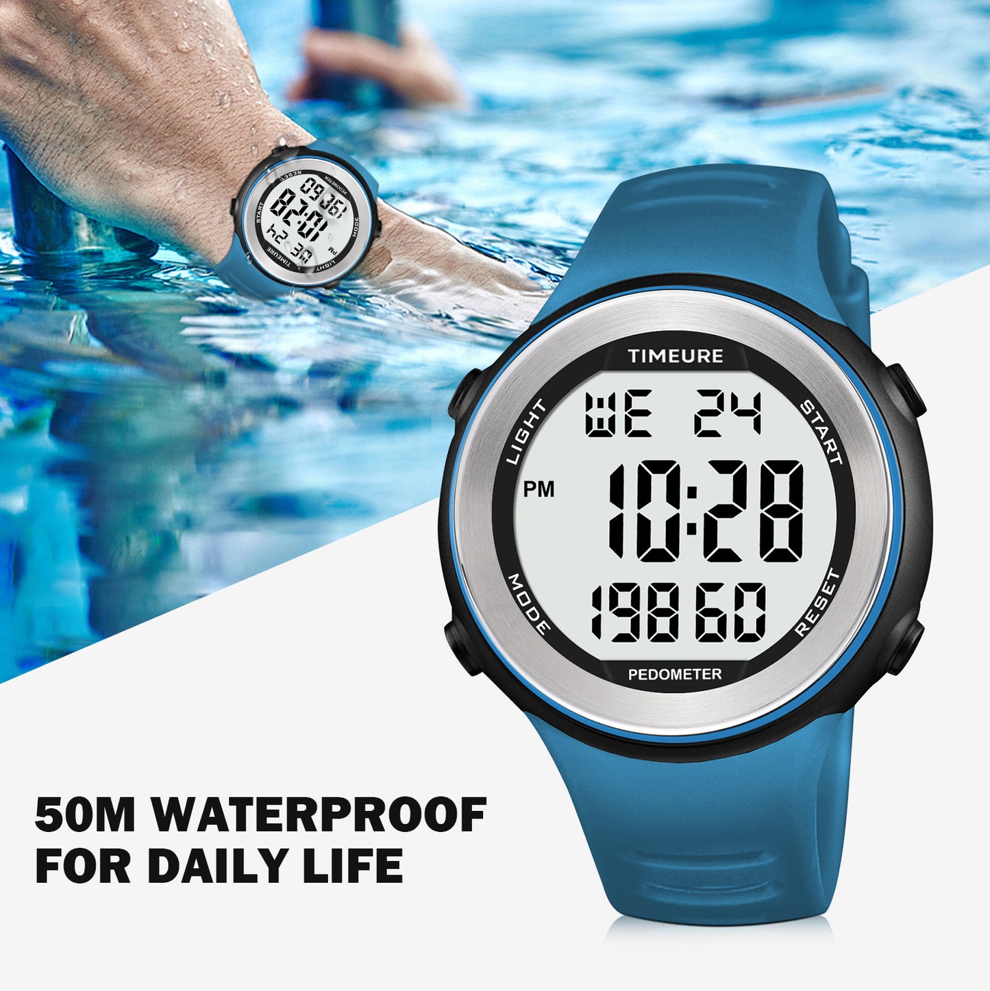TIMEURE Waterproof Pedometer Watch 2308