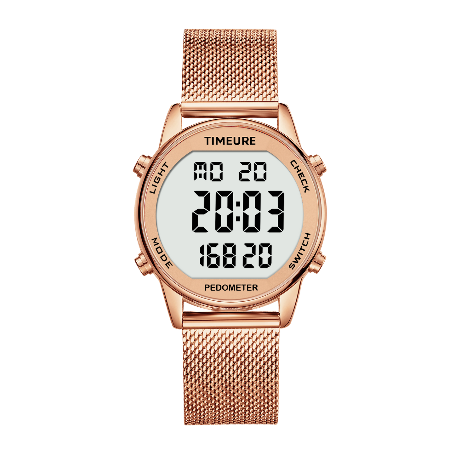 TIMEURE Ladies' Waterproof Pedometer Watch 2401-Steel Tape