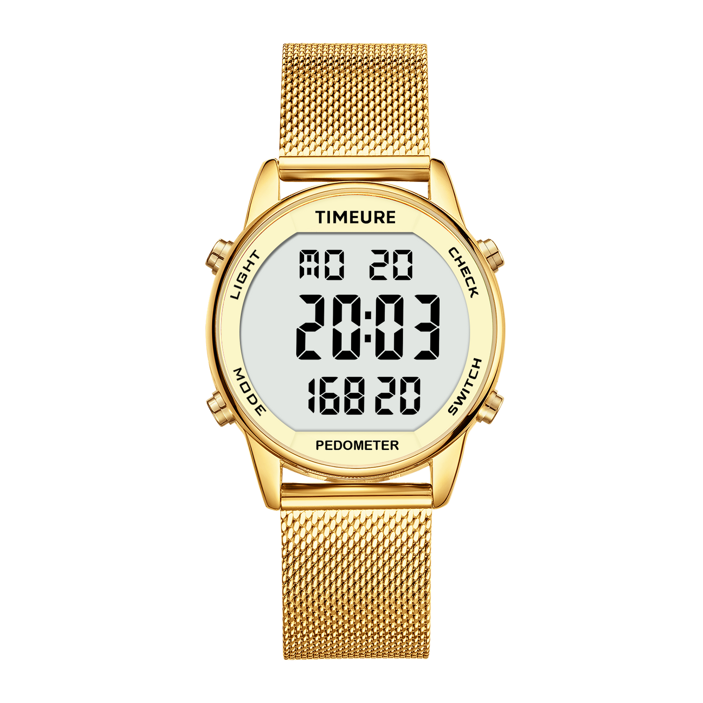 TIMEURE Ladies' Waterproof Pedometer Watch 2401-Steel Tape