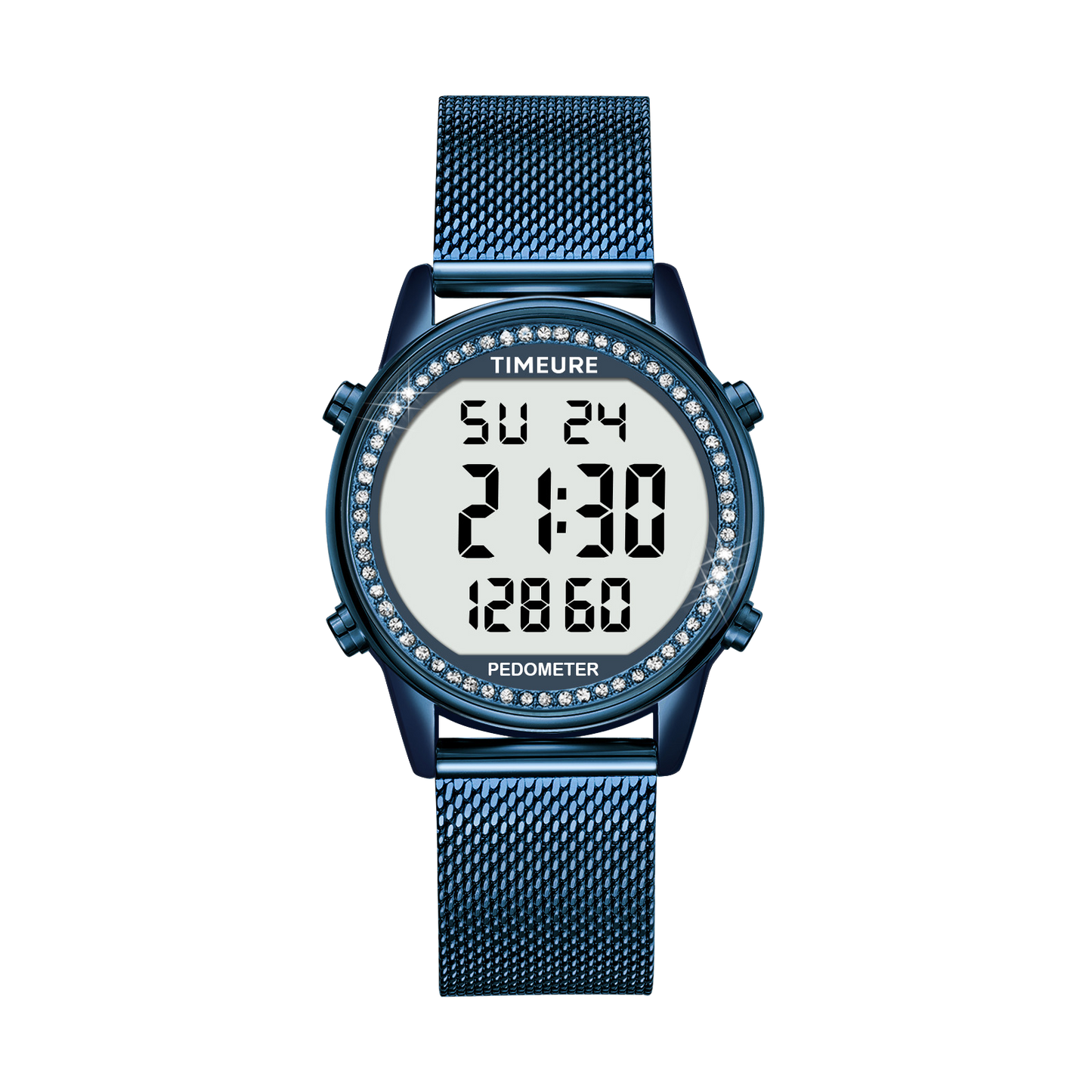TIMEURE Ladies' Waterproof Pedometer Watch 2401-Steel Tape Crystals