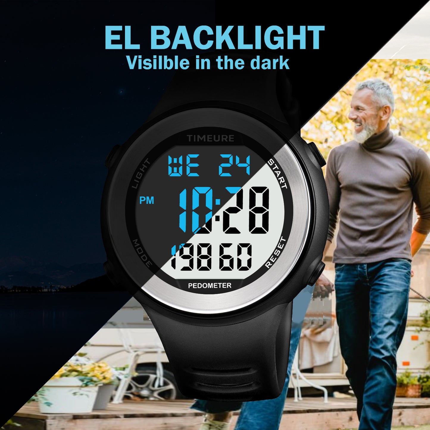TIMEURE Waterproof Pedometer Watch 2308