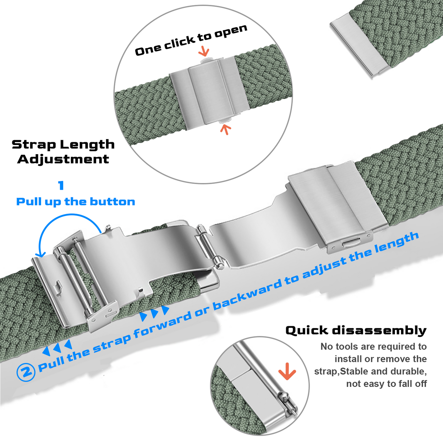 Nylon Watch Strap with Adjustable Buckle 18/20mm